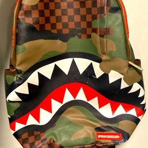 Used Sprayground Checkered Camo Shark Backpack 🦈🦈🦈